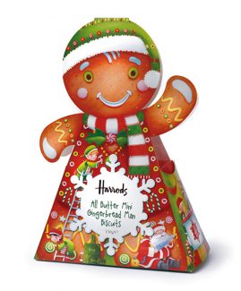 Gingerbread man design for Harrods Christmas packaging. Richard Johnson Illustrator